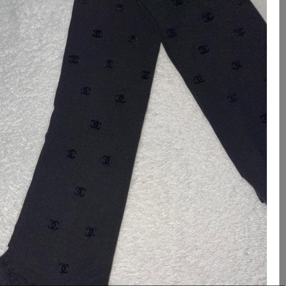 Three pairs tights logo designer print luxury brand name white black 3 large - Picture 5 of 5